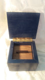 Fine Wood Jewelry or Keepsake Box - Beautiful Dark Blue Painted Wood with Detailing