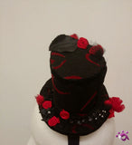 Handmade Mini Hat-Black with hearts