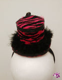 Handmade Mini Hat-Dark pink zebra stripes