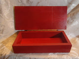 Fine Wood Jewelry or Keepsake Box - Lovely Red Painted Wood with Silver Cross
