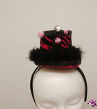 Handmade Mini Hat-Dark pink zebra stripes