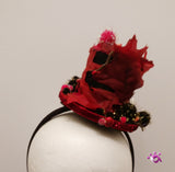 Handmade Mini Hat -Black Autumn Styled with Leaves