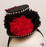 Handmade Mini Hat-Black with flowers
