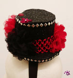 Handmade Mini Hat-Black with flowers