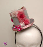Handmade Mini Hat-Grey and pink