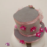 Handmade Mini Hat-Grey and pink